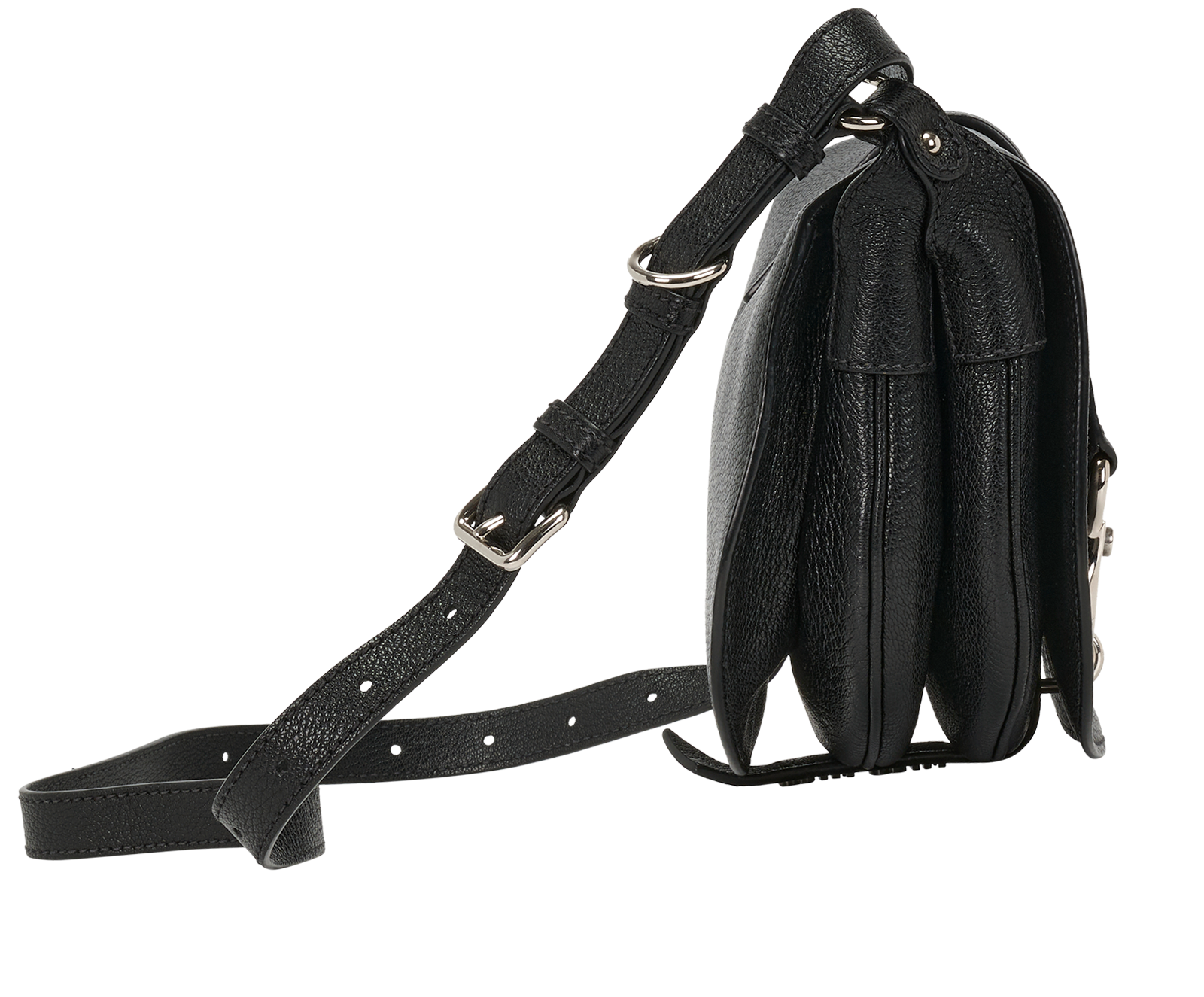 Madras Logo Flap Bag, &pound;650, Handbags, Black, Leather, Side view